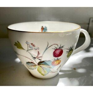Royal Worcester Bone China Cup Strawberry Fair Pattern, with Gold Rim